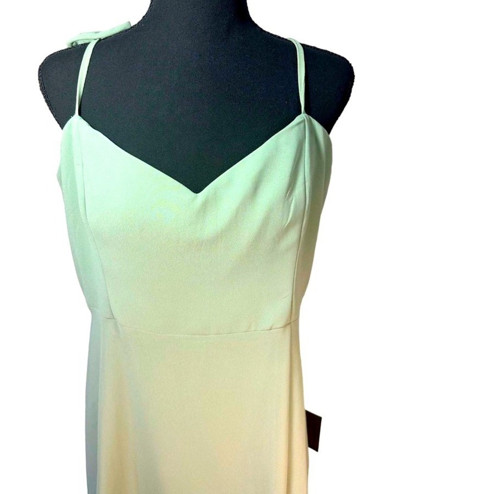 Lulus Maxi Dress Womens XL Sage Green Tie Strap V-Neck Side Slit Formal Wedding‎